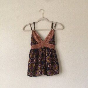 Ganji Babydoll Top Strappy Tank Boho Y2K Navy